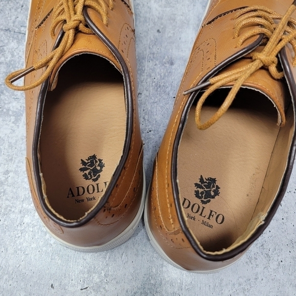 Adolfo | Camel Wingtip Oxford Tie Dress Shoes - Picture 6 of 8